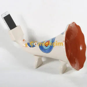 Gramofon - Sırlı - Desenli Toprak Aksesuar