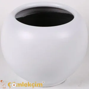 أصيص زهور مطلي "كرة"، أبيض مطفي