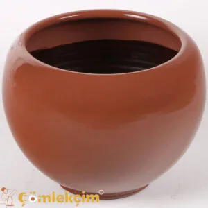إناء زهور مطلي "كرة"، بني