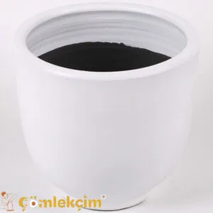 إناء زهور "أسطواني" مطلي باللون الأبيض