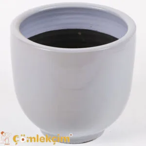 أصيص زهور مطلي "أسطواني"، باللون الرمادي