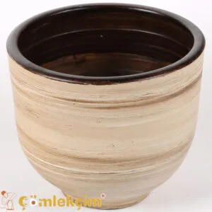 أصيص زهور مطلي "أسطواني"، منقوش بالأرز
