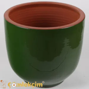 إناء زرع مزجج "أسطواني"، أخضر داكن