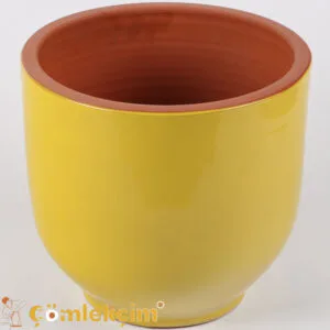 إناء زهور "أسطواني" مزجج، أصفر