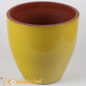 إناء زهور "Solino" مزجج، أصفر