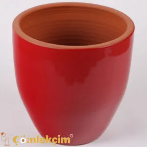إناء زهور "Solino" مزجج، أحمر